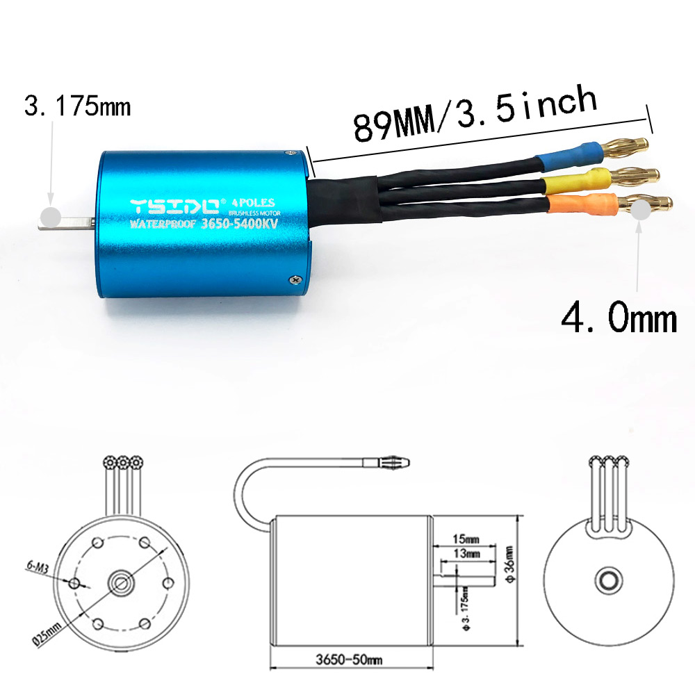 YSIDO 3650 3600KV 5400KV 9500K - огляд і ціна Brushless Motor 3650